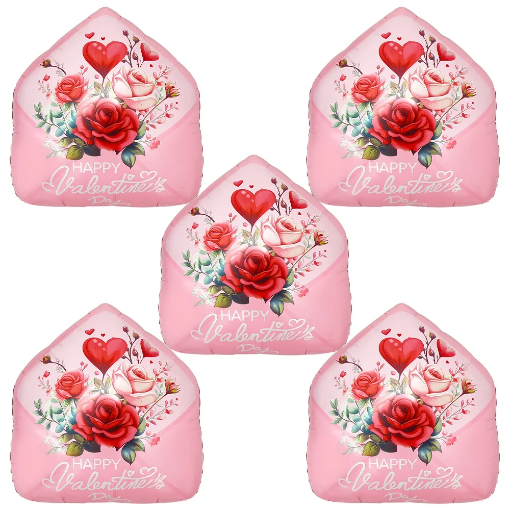 5er-Pack Liebesbrief-Luftballons, Folienballons zum romantischen Valentinstag, geeignet für Valentinstag-Szenen-Setup, brasilianische Valentinstag-Dekorationen, Ballonbogen-Girlandenzubehör,