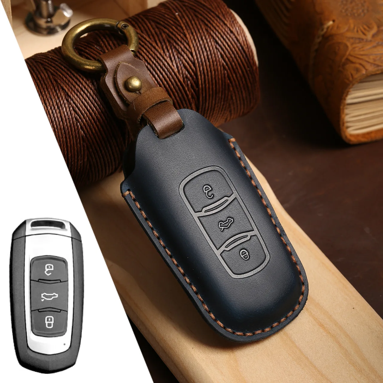 Leather Car Key Case Cover Pouch Fob Holder Keychain Accessories for Geely Vision Bonjour Atlas NL3 EX7 Emgrand X7 GC9 TX4 GX9