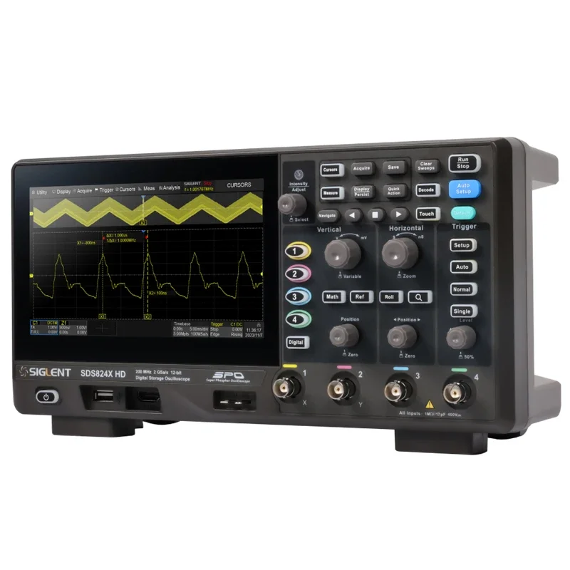 SDS802X 804X HD 70MHz 4 Channels Digital Oscilloscope Bandwidth80,000wfs/s12Bit7-Inch Touchable Screen Oscilloscope Tester Tools