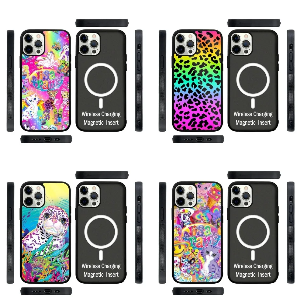 

L-Lisa Frank Art Phone Case Strong Magnetic For IPhone 15,14,13,Pro,Max,Plus,11,12,Mini For Magsafe Wireless Charging