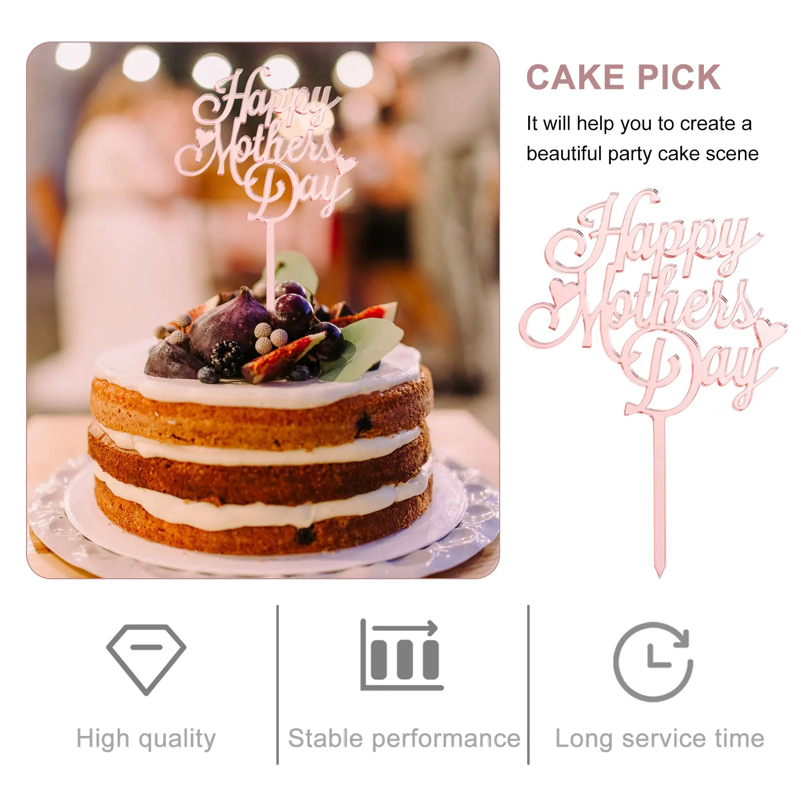 

10Pcs Acrylic Mother's Day Cake Topper Party Dessert Picks Cake Decorations Cupcake Pick Party Supplies