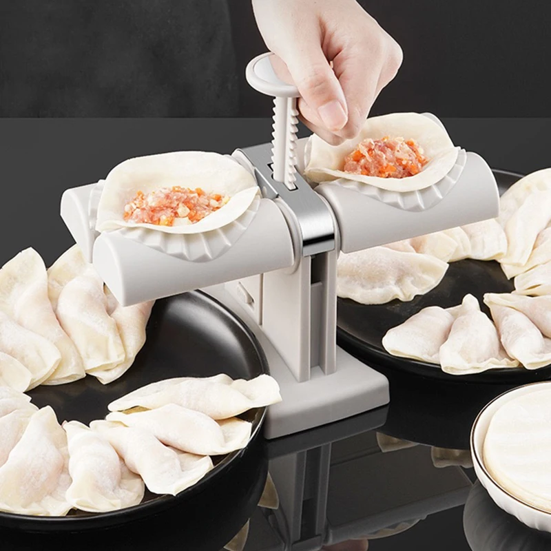 

Dumpling Maker Machine Household Double Head Automatic Dumpling Mould Empanada Maker Press Potsticker Hand Pie Maker Kitchen