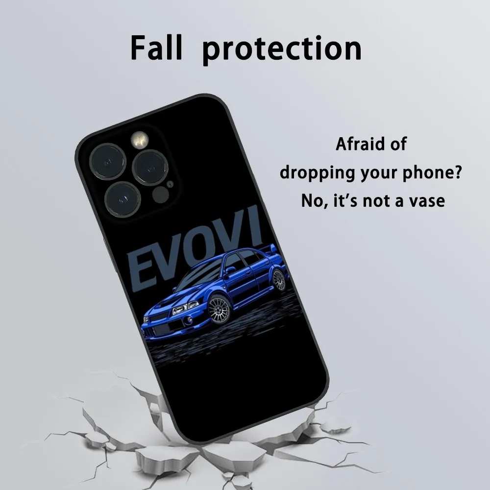 Cool Black EVO X Refit Car Phone Case For iPhone 16 15 14 13 12 11 Pro Max Plus Mini Frosted Soft Shell Funda #5