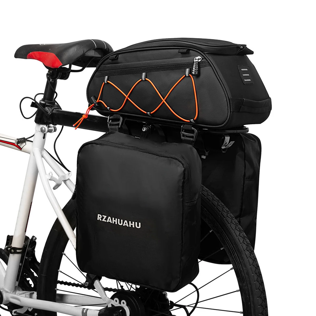 3 in 1 Bike Rack Bag Trunk Bag Waterproof Bicycle Rear Seat Bag Cooler Bag with 2 Side Hanging Bags Cycling Cargo Luggage Bag