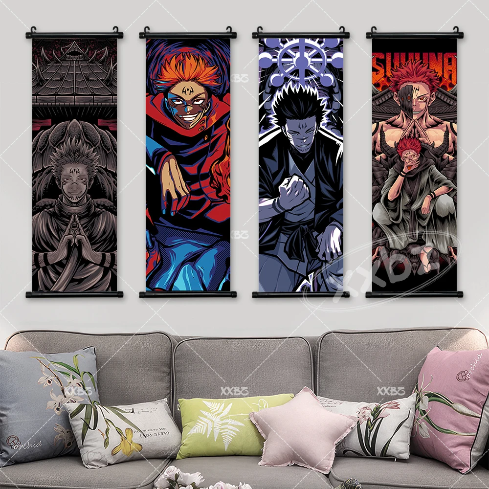 Jujutsu Kaisen Leinwand Home Dekoration Scroll Bild Hot Anime Figuren Drucken Poster Wand Kunst Hängen Malerei Nachttisch Hintergrund – Detail 3
