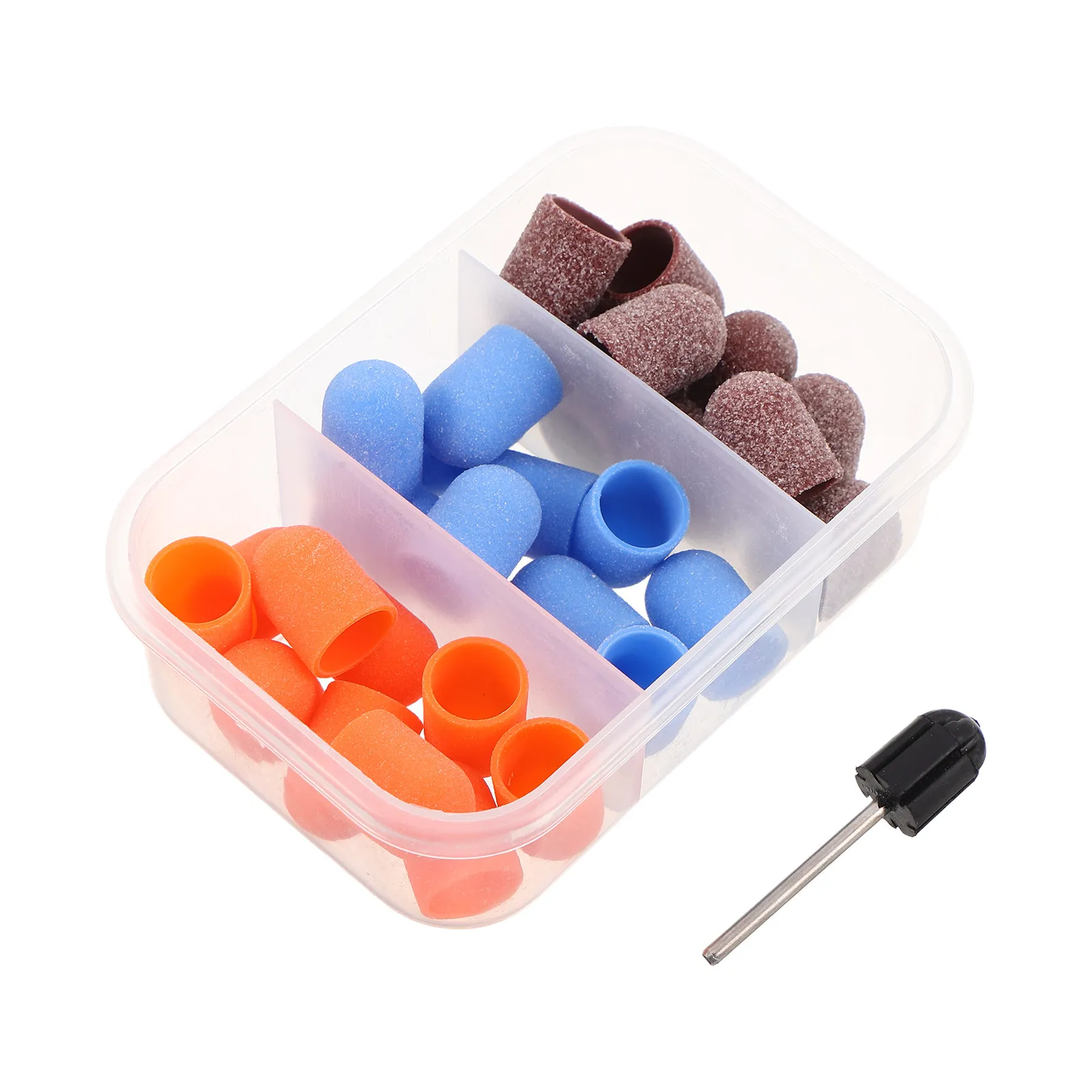 30Pcs Nail Sanding Caps Mixed Grit 80 120 180 Nail Drill Grinding Caps Portable Manicure Pedicure Tool Gel Polish Removal