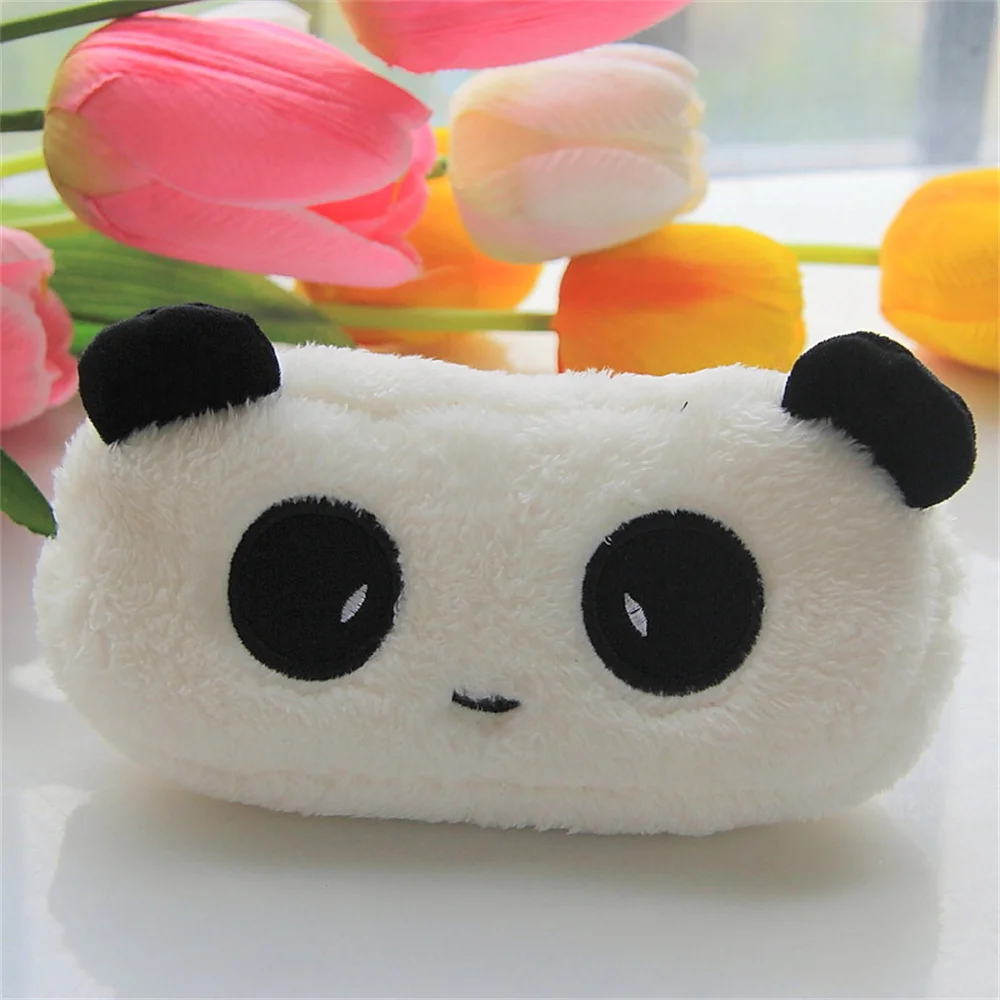 Moda bonito dos desenhos animados animal veludo lápis caso crianças carteira pencilcase menina maquiagem bolsa cosméticos chaveiro saco de papelaria