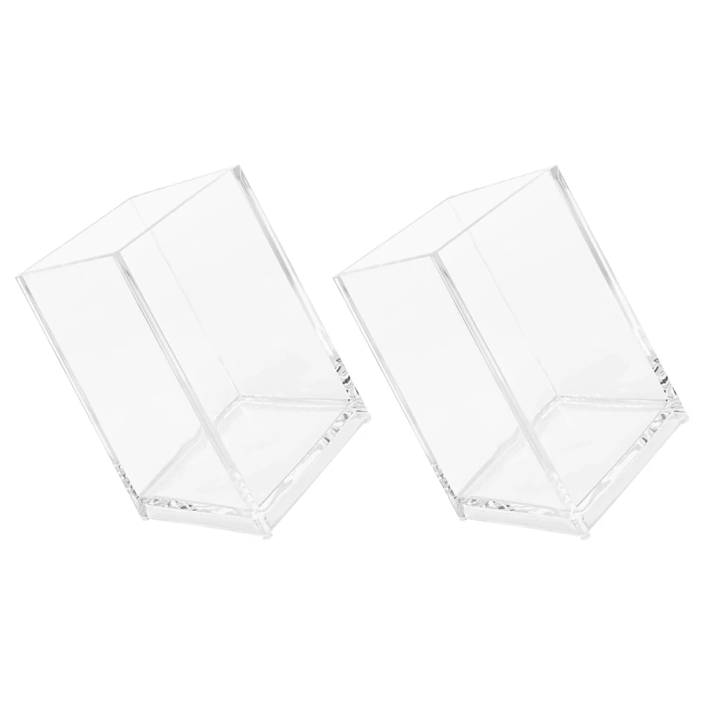 

2pcs Acrylic Pen Holder Clear Desk Stationery Storage Makeup Brush Container Practical Long Use Neat Clean Portable