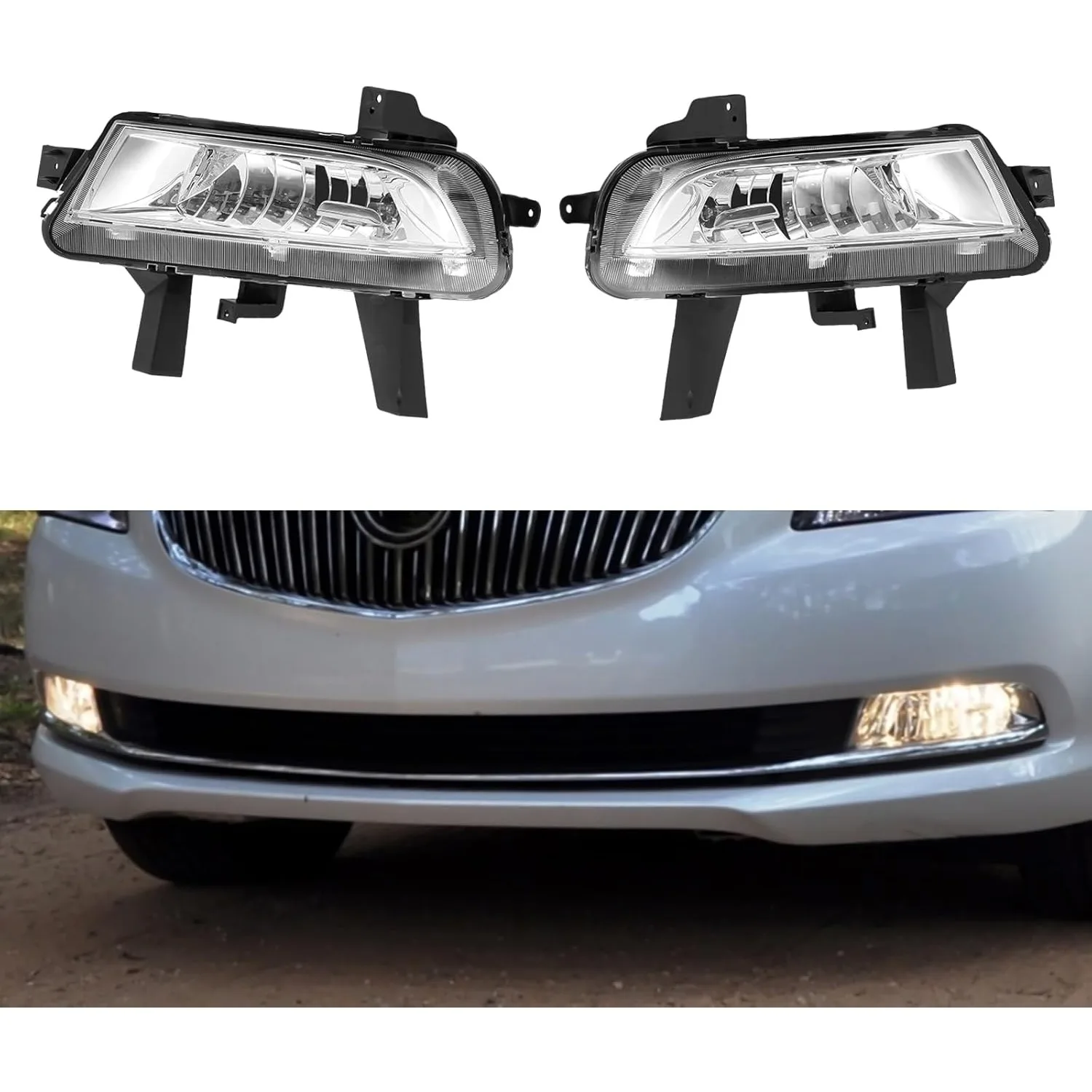 Fog Lights For 2014 2015 2016 Buick LaCrosse Front Halogen Fog Light Lamps Driver Side Passenger Side Black Housing Clear Lens