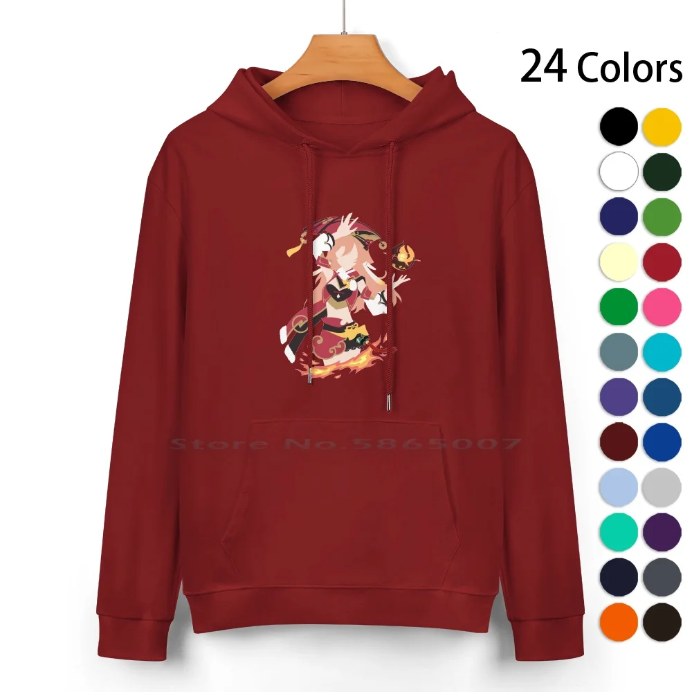 Yanfei ( Genshin Impact ) Pure Cotton Hoodie Sweater 24 Colors Yanfei Genshin Impact Game Pc Ps4 Mihoyo Fire Pyro 100% Cotton