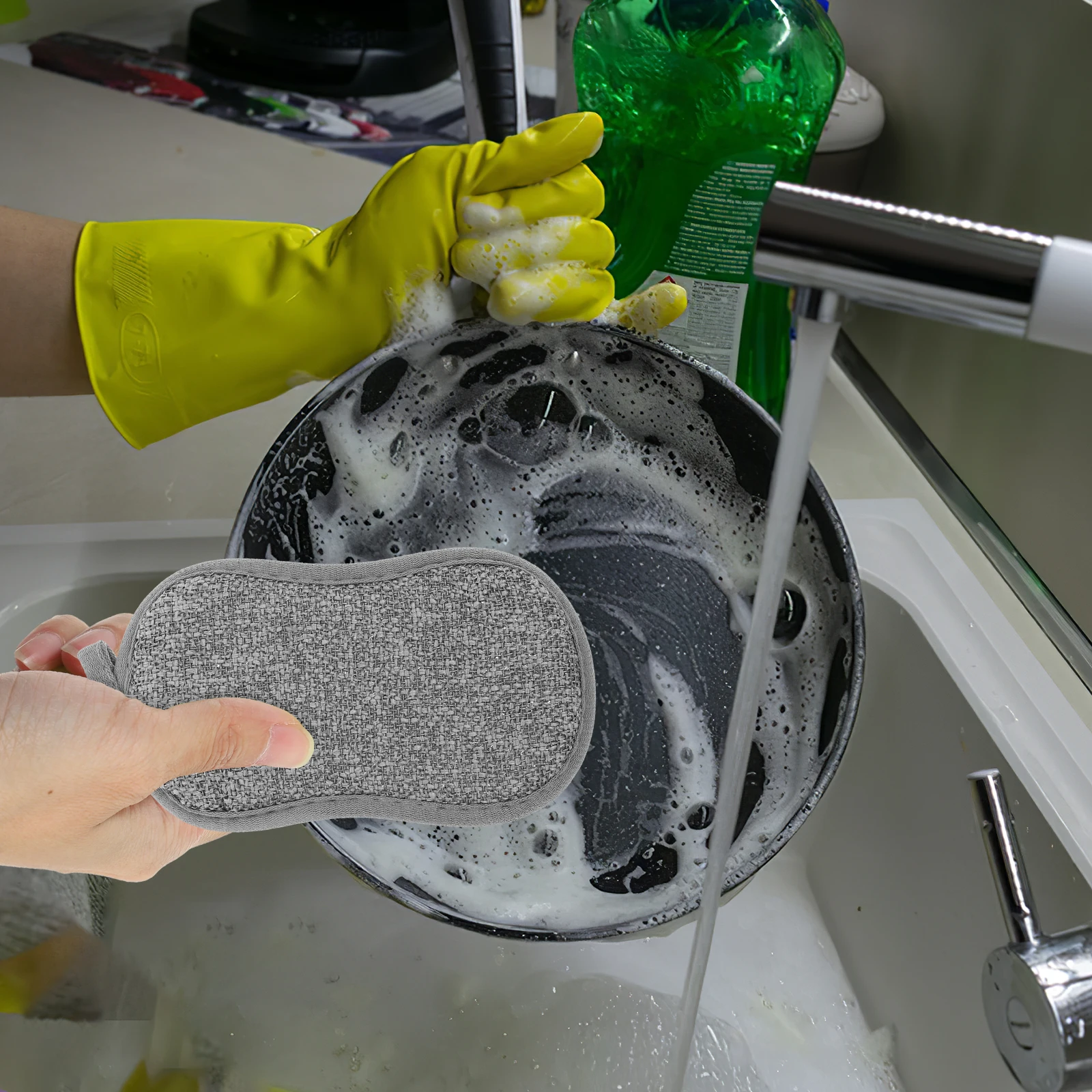 6 قطعة متعددة الوظائف ووك الإسفنج المنزلية فرك الإسفنج قابلة لإعادة الاستخدام مريحة لوازم تنظيف المطبخ كفاءة غسل الأطباق