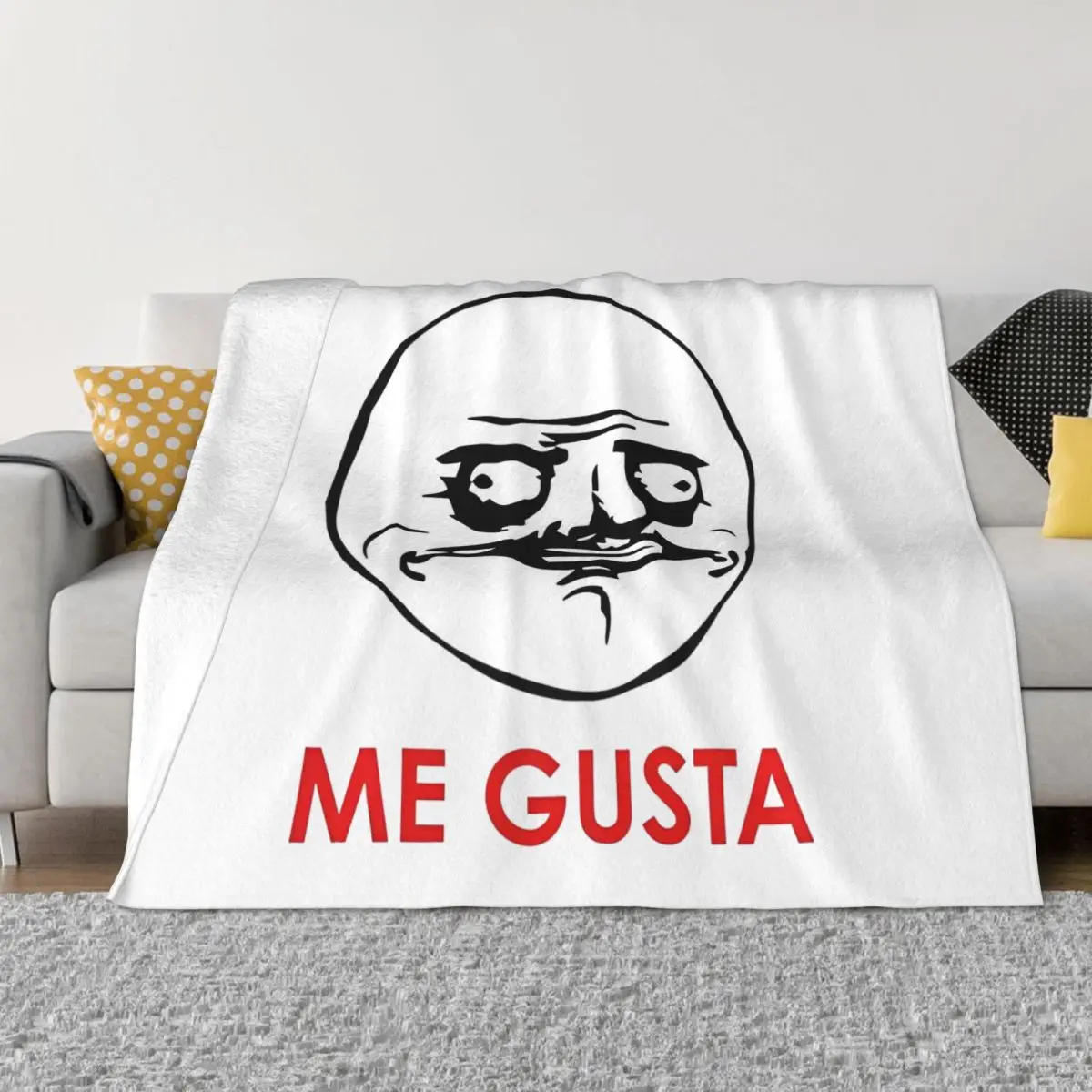 Trollface Meme Me Gusta الفانيلا بطانية خمر رمي بطانية للمنزل فندق أريكة المفرش