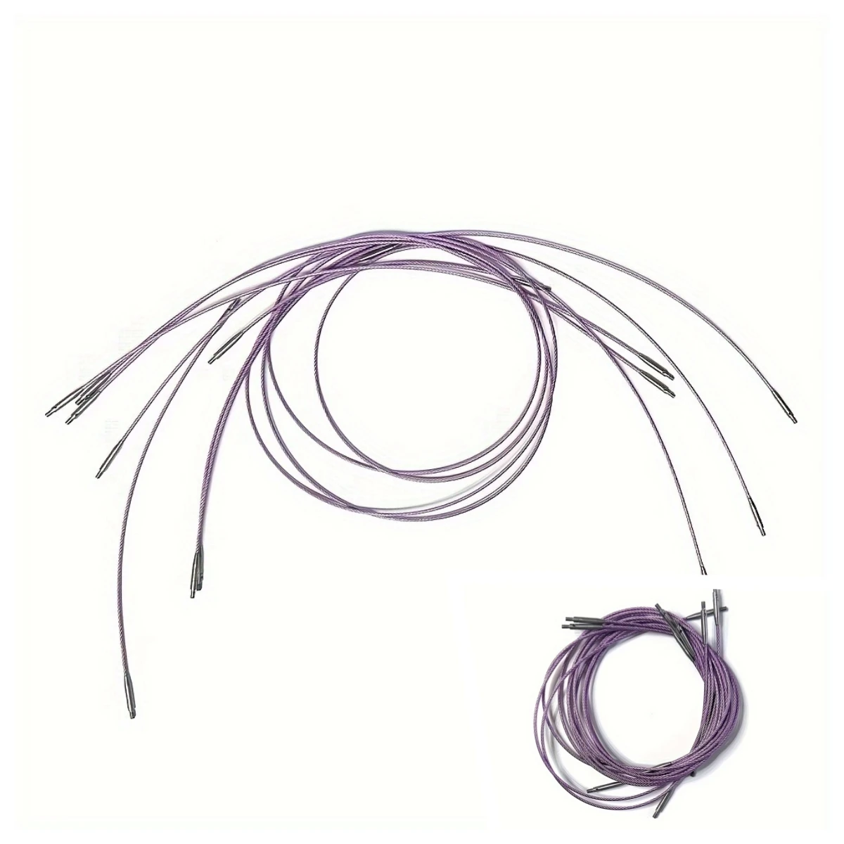 2Pc interchangeable circular knitting needle Connecting line Spiral pattern metal connector 20 30 40cm60cm80cm100cm needle plugs