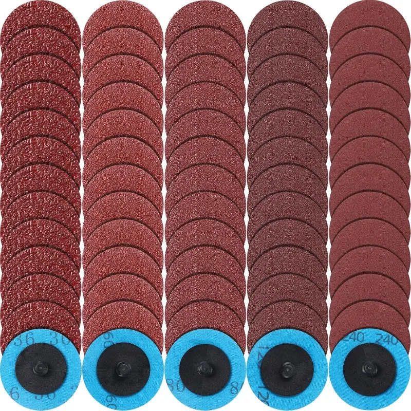 

Chumia 250 Pcs Mix Roll Lock Discs Set 36 60 80 120 240 Grit 2 Inch Sanding Discs Die Grinder Accessories Aluminum Oxide Surface