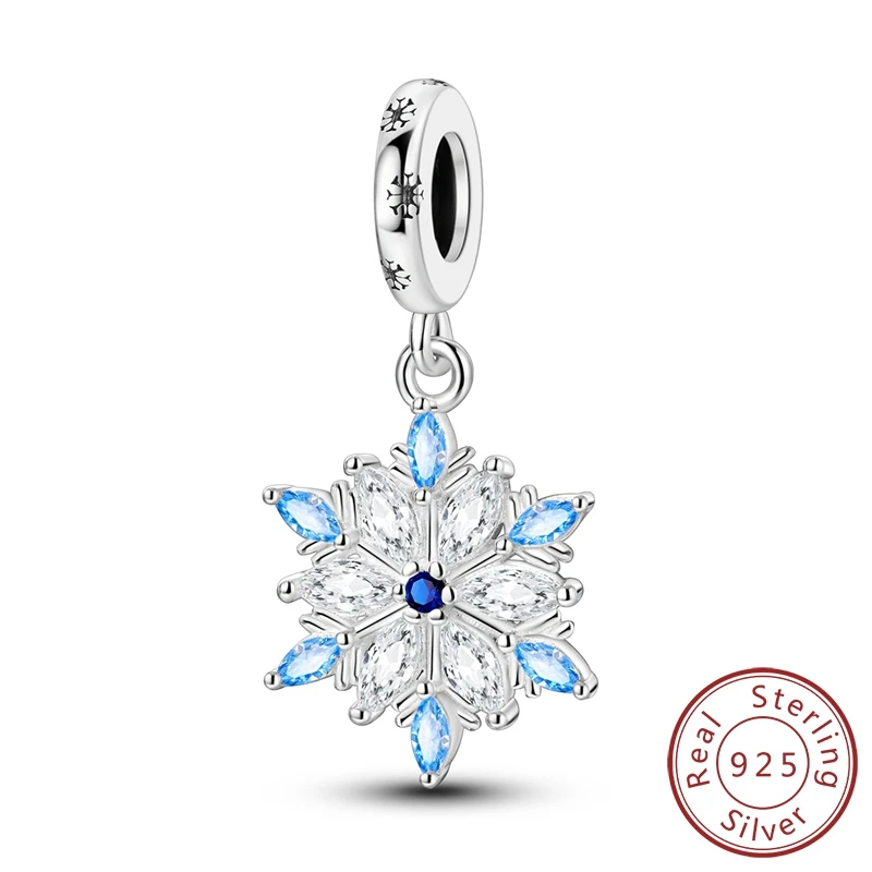 

Winter Series 100% 925 Sterling Silver Frost Snowflake Dangle Charm Fits Pandora Bracelet Women Gorgeous Christmas Necklace Gift