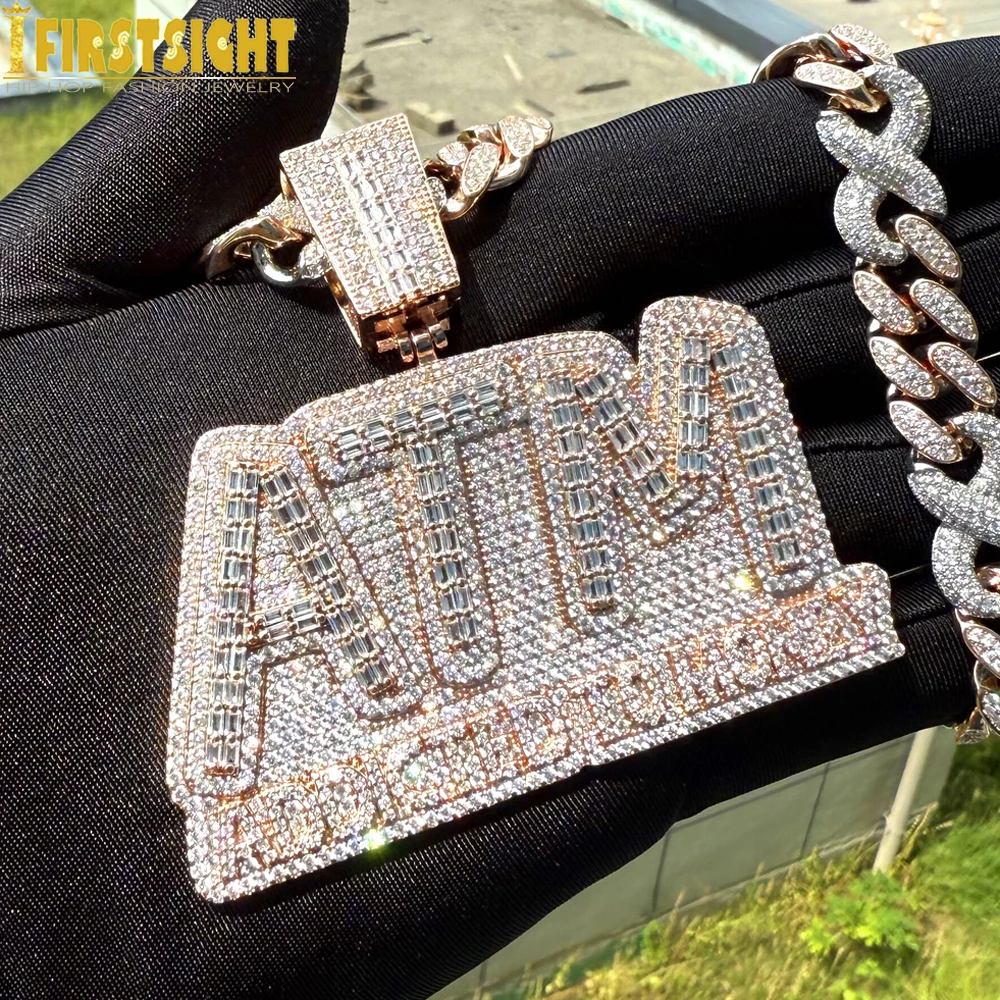 

Новые Iced Out Bling Letters ATM Addicted To Money кулон ожерелья серебряного цвета прямоугольник CZ циркон Шарм мужские ювелирные изделия в стиле хип-хоп
