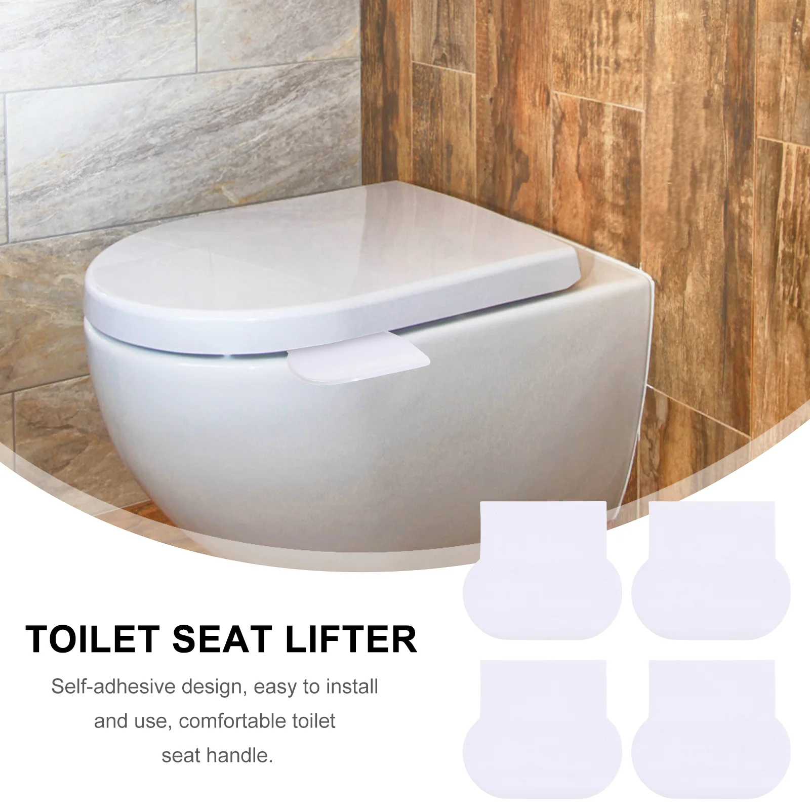 Bantalan kursi portabel dengan pegangan, pengangkat tutup Toilet Anti sentuhan pegangan penutup mangkuk