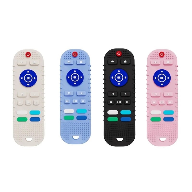 Portable Baby Teether Toy TV Remote Control Shape Silicone Toddler Teething Toy for Babies 6-12 Months Multi-color