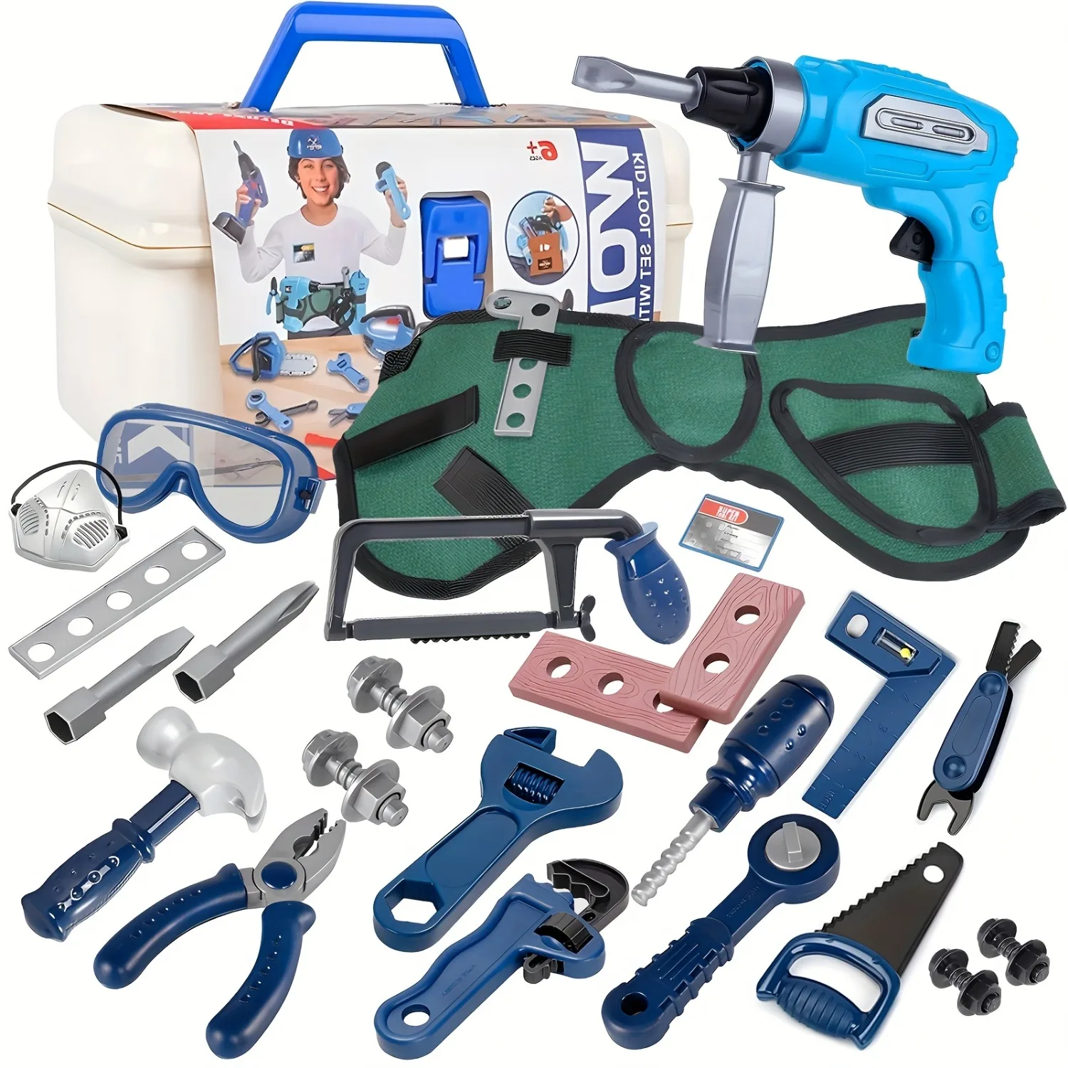 

Kids Tool Set Tool Box Toddler Tool Kit for Boys Play Tools Toy with Electronic Drill Pretend Play Construction Toy for Girls