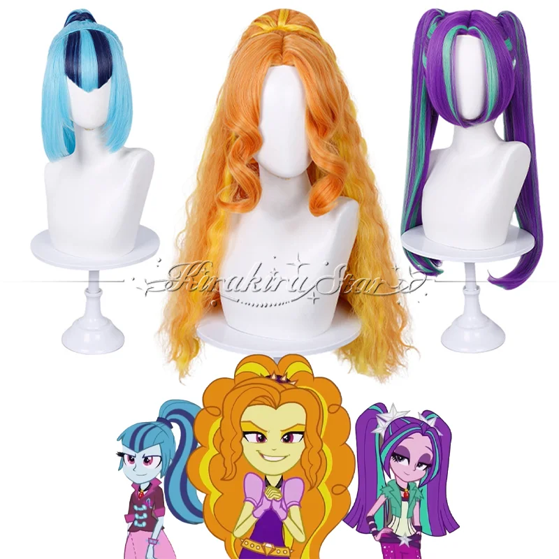 Rainbow Rocks Sonata Dusk Cosplay Wig Aria Blaze  The Dazzlings Adagio Dazzle Cosplay Wig Siren Human Form Hair Hallowmas Party