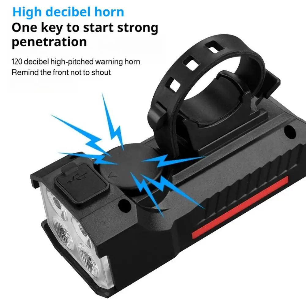 태양광 자전거 라이트 전면 지능형 광센서 자전거 전조등 120DB 경적 타입-C 충전 헤드라이트 LED 라이트