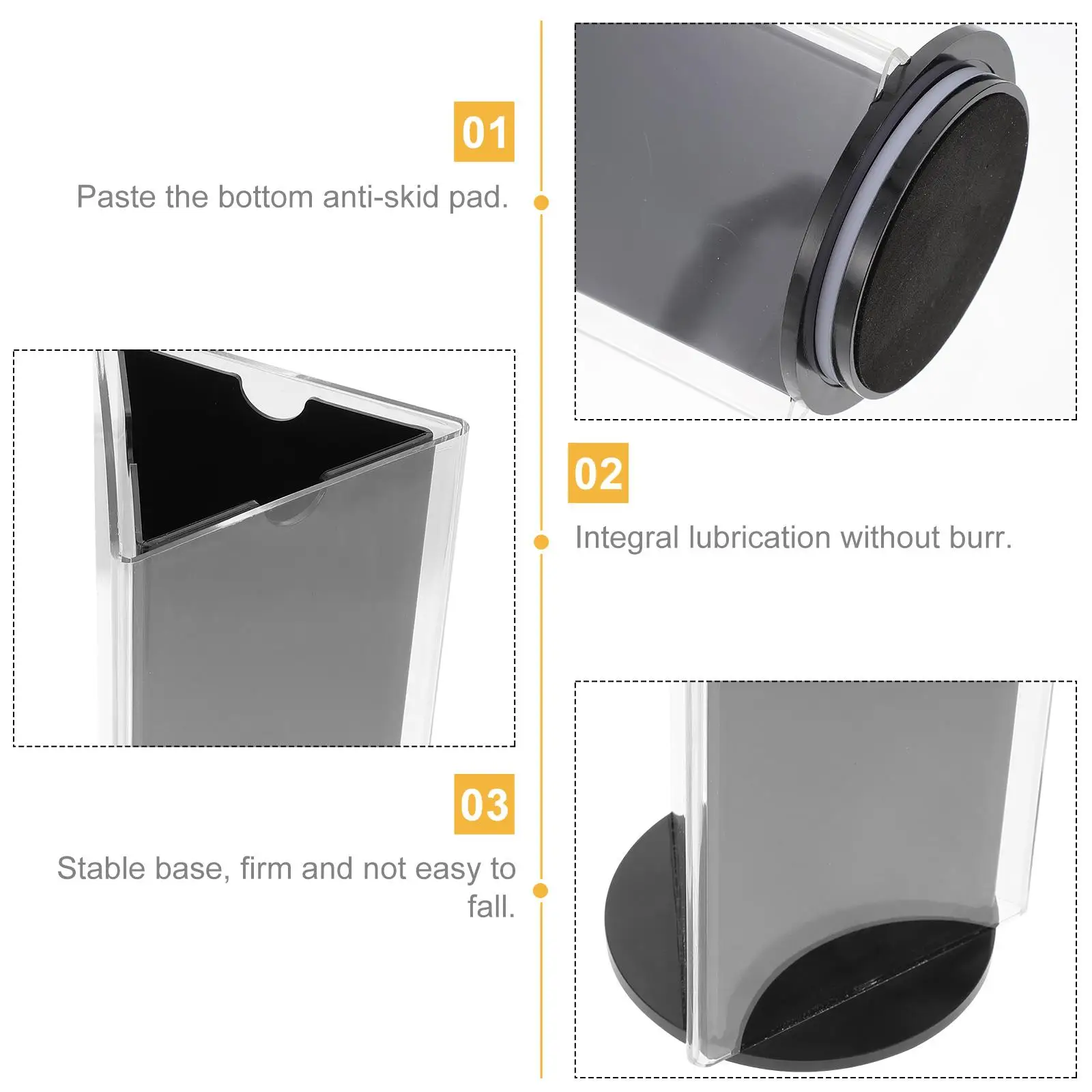 Rotating Display Stand Acrylic Sign Menu Triangle Card Paper Office 360 Degree Rotatable Stable Base Tabletop Note Holder