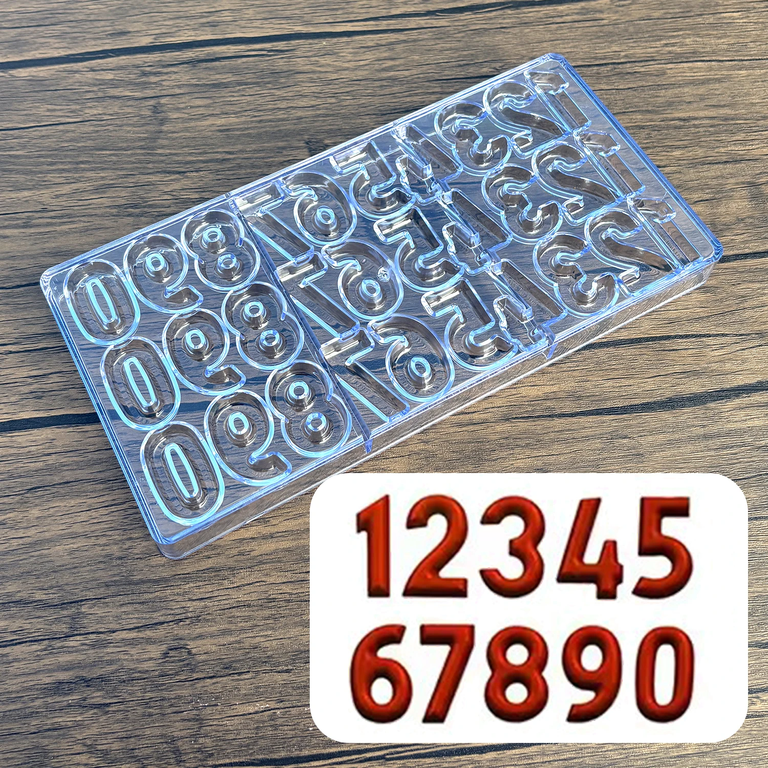 Schokoladenform mit numerischer Form, Polycarbonat, Süßigkeiten, Bonbons, Süßwaren, Bäckerei, Backen, Gebäckform