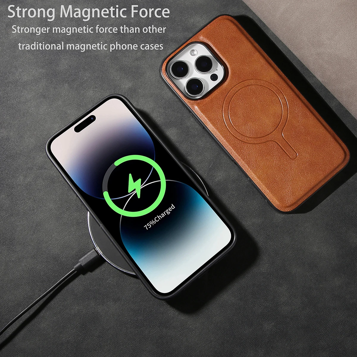

PU Leather Magnetic Case for iPhone 16 pro max,16e,15 Plus,14,13,12 promax Wireless Charge Shockproof Hard Back Cover