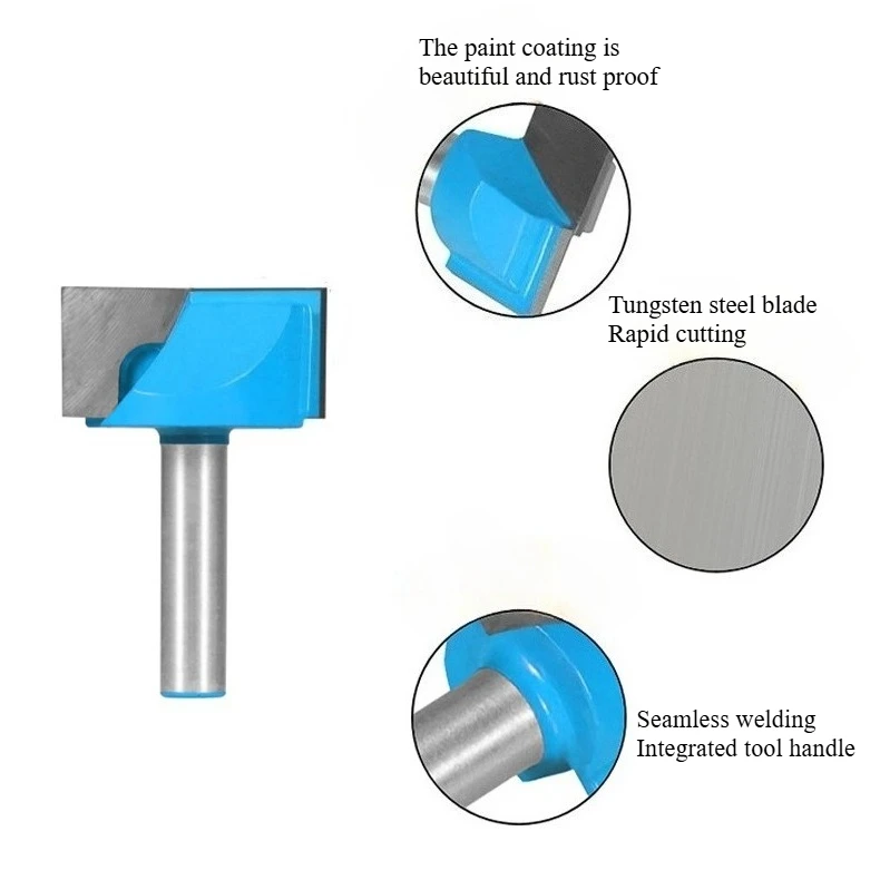 Intlshaft 8mm Shank Surface Planing Bottom Cleaning Wood Milling CNC Cutter Engraving Knife Router Bit Woodworking Tool