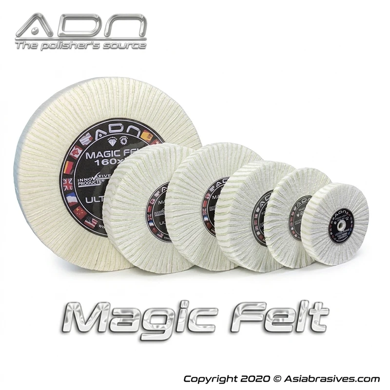 ADN Magic Felt Emery Flap Wheels 6mm Hole Final Mirror Finish Polishing Disc Dry Use Ultra-Shine Buff for Precious Metal Jewelry
