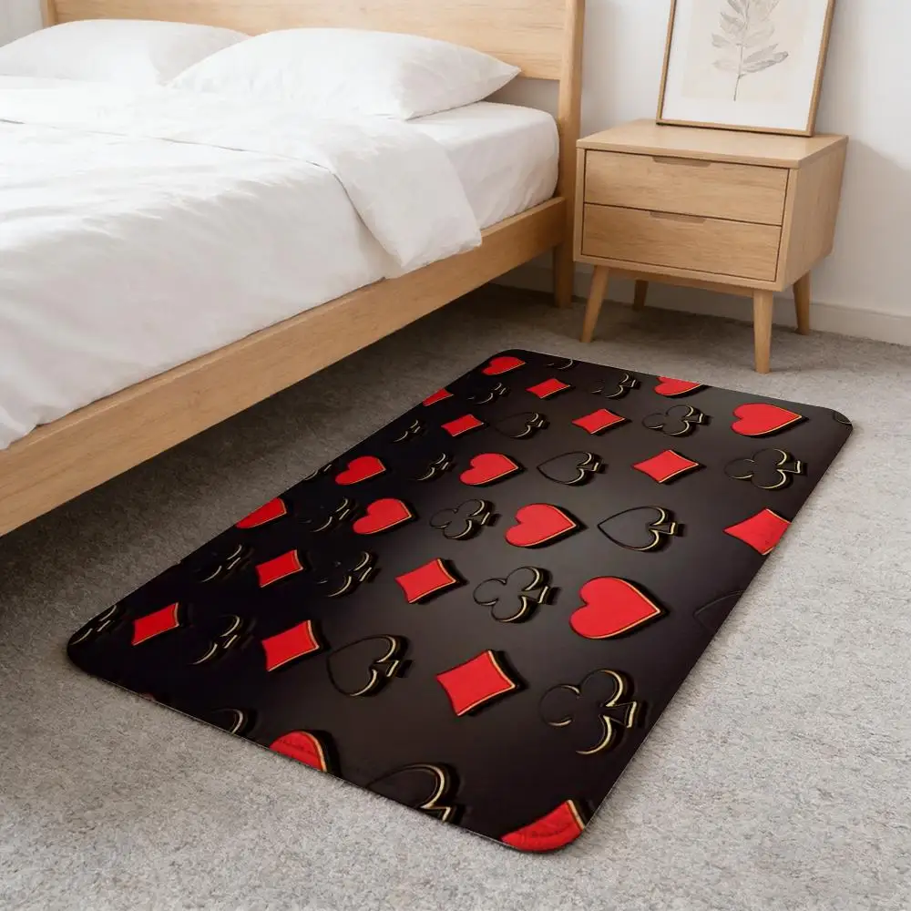 Fashion Spade Floor Mat Washable Absorbent Flannel Door Mat Non-Slip Indoor Floor Carpet