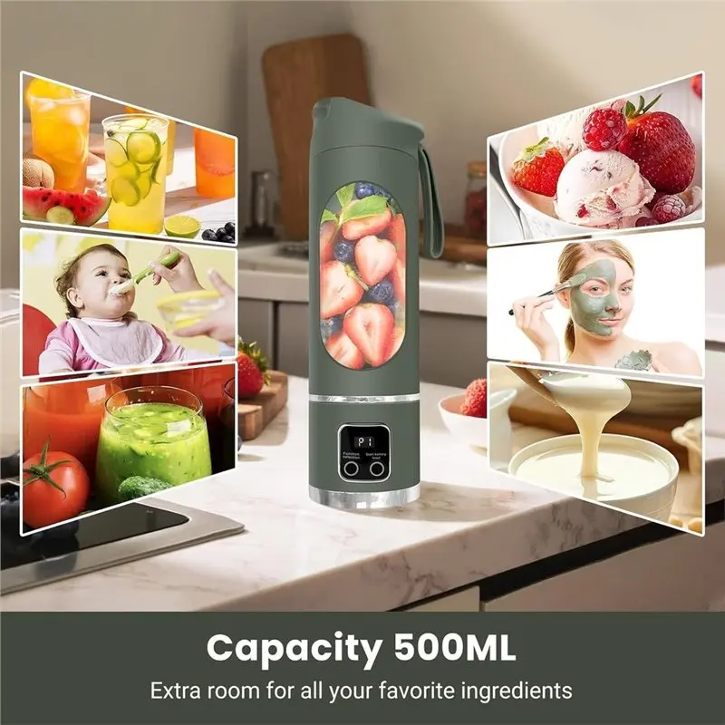 B01C-Portable 12-Blade USB Rechargeable For Smoothies Blender 500ML Juicer Cup Personal For Protein B