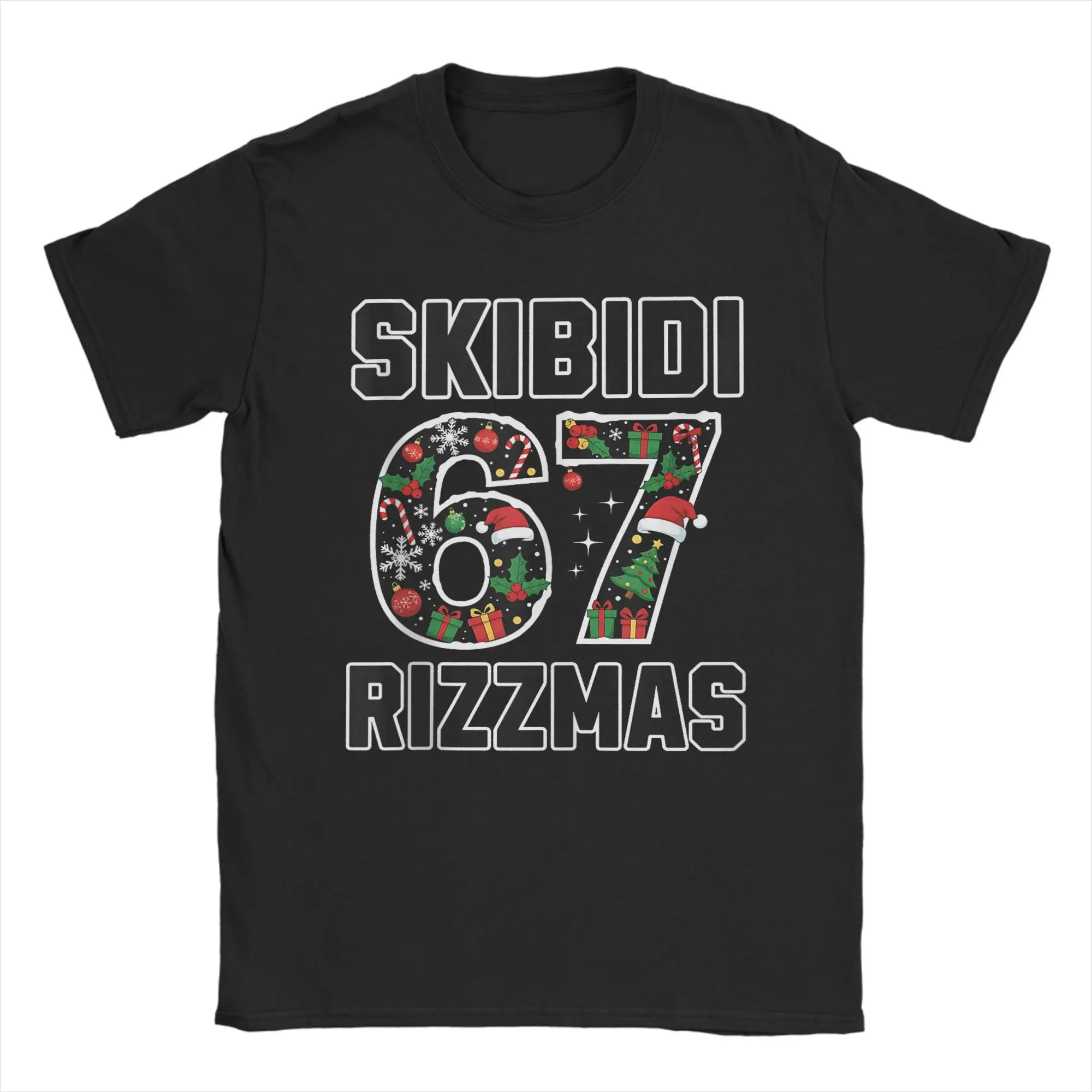 

Rizz Christmas 67 Funny Xmas Gen Alpha Skibidi Rizzmas 67 T Shirts Men Cotton Vintage T-Shirts Tee Shirt Short Sleeve Clothes