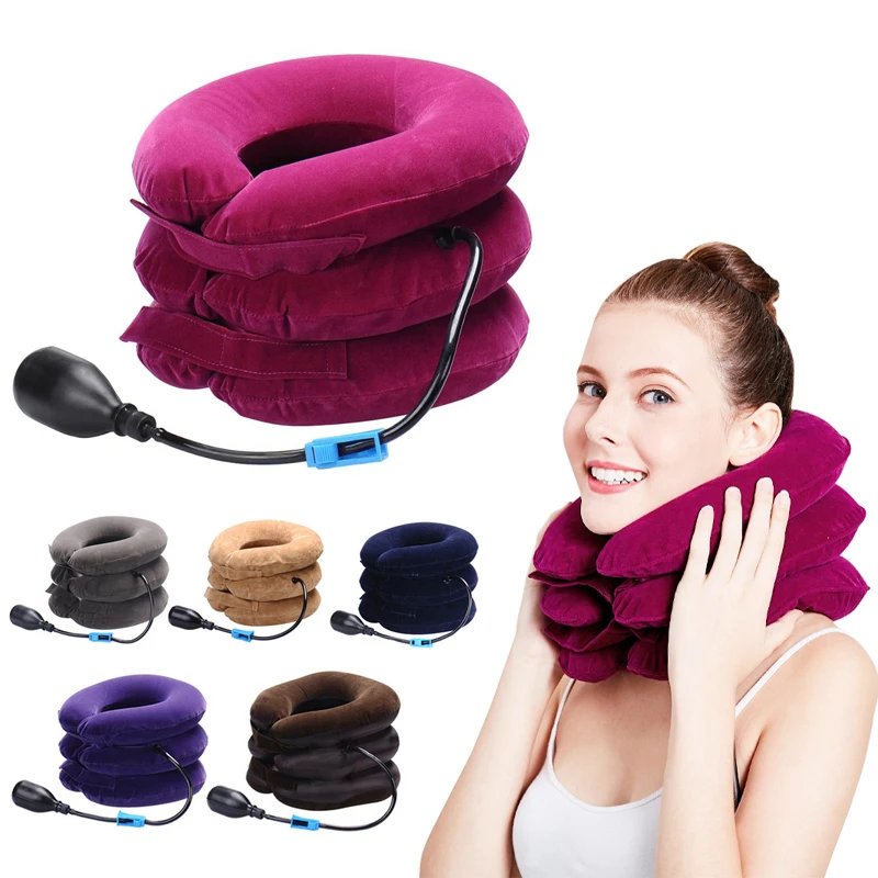 Air Inflatable Portable Cervical Traction Collar Brace Pillow Chiropractic Pain Relief Neck Cushion Support Protection Stretcher