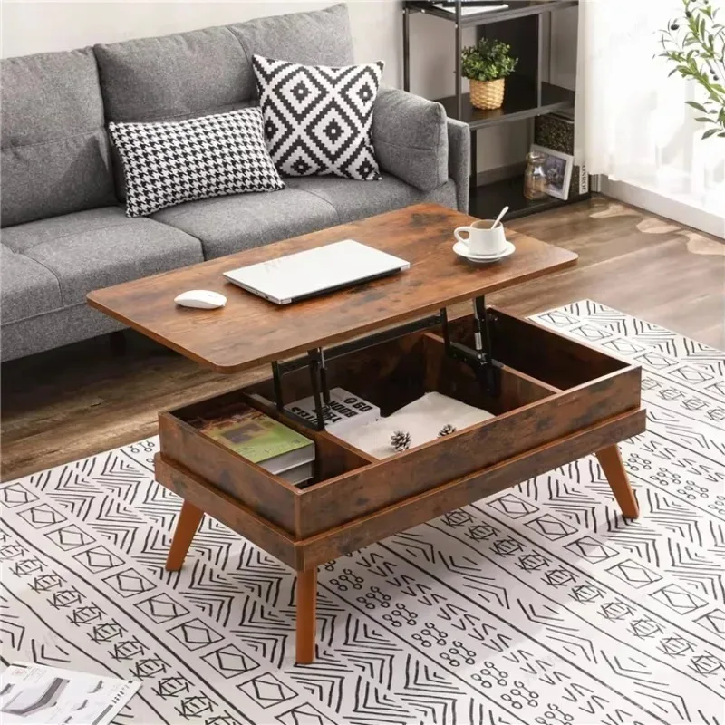 Multifunctional Black Pattern Extendable Modern Lift Up Top Convertible Nordic Coffee Table with Storage Luxury Coffee Table