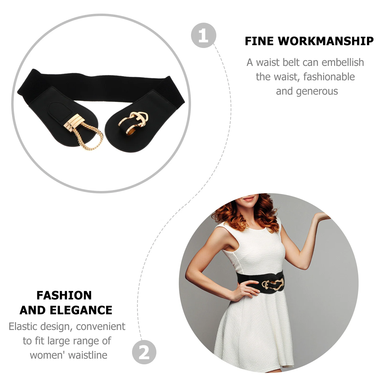 

1Pcs Wide Dress Waist Belt Elastic Buckle Decorative Practical High Waistband Clothes Accessory Wide Dress Belt