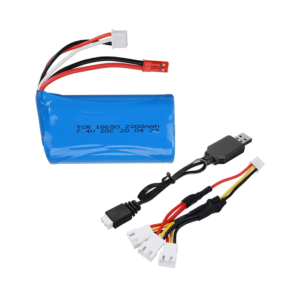 7,4 V 2200 MAH 18650 Akku Ladegerät für UD1601 UD1602 SG1603 SG1604 1:16 Fernbedienung Flache Sportwagen Zubehör
