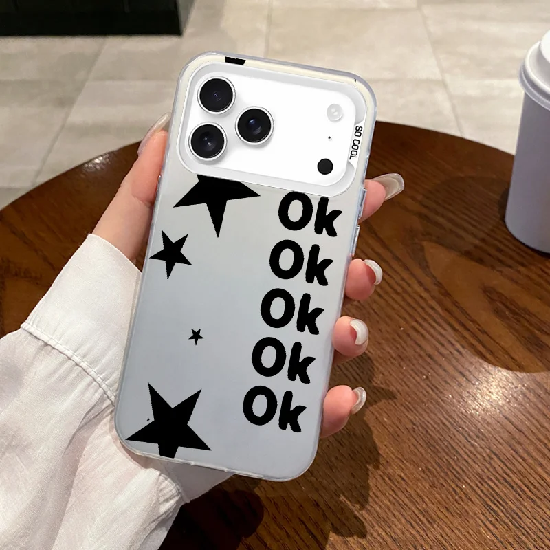 Ok pattern phone case is suitable for iPhone 17 16 15 14 13 12 11 Pro/ Max/Plus anti-fall and shockproof rear cover