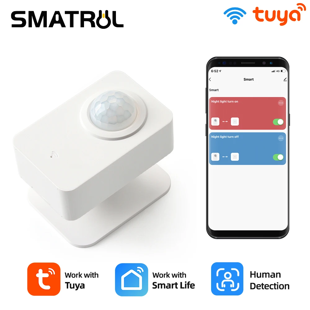 

SMATRUL Tuya WiFi PIR Motion Sensor Human Body Movement Infrared Detector EU Wireless Smart Life APP Home Security Alarm System