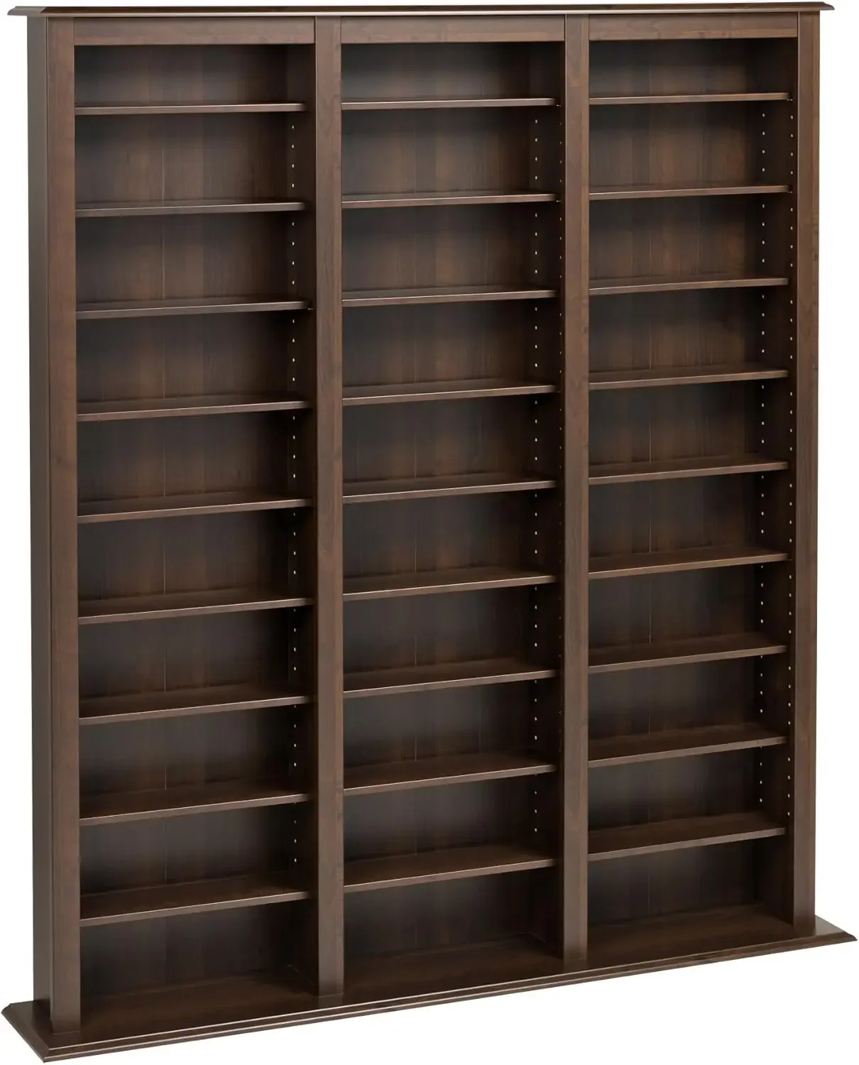 Triple Width Barrister Tower, Espresso Constructed from CARB2-compliant, laminated composite woods with a sturdy mdf backer