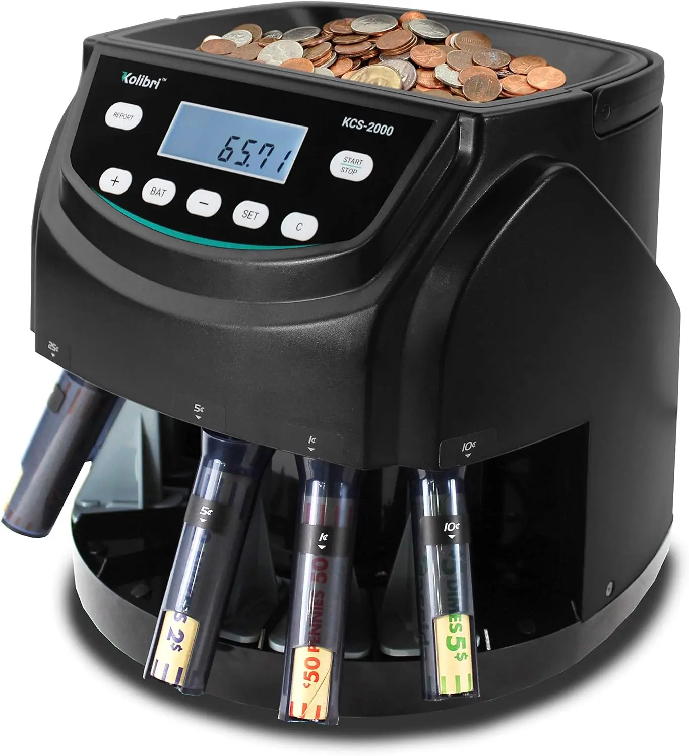 

USD Coin Counter Sorter Wrapper Machine 300 Coins/min LED Display Batch Feature for US Coins