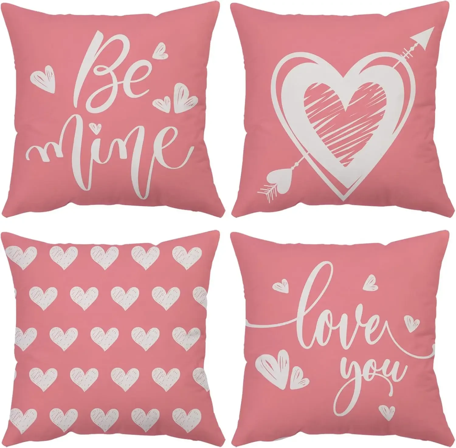 Happy Valentine's Day Pillowcase 4 pice Pink Love You Heart Pillowcase Wedding Commemorative Sofa Decorative Cushion Cover