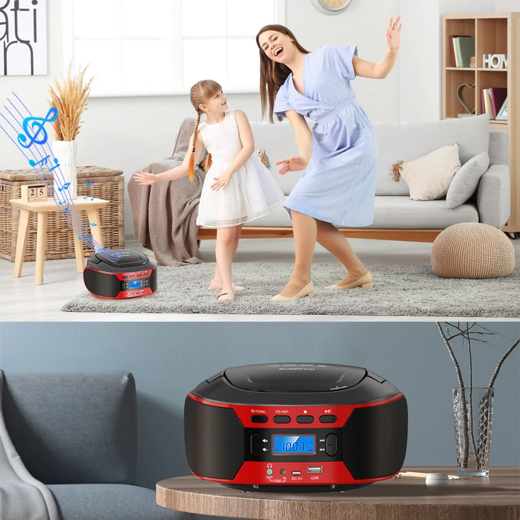 Portable CD Player Boombox With Backlit LCD Display Screen High-Fidelity MP3 disc FM 87.5-108MHZ CD CD-Z