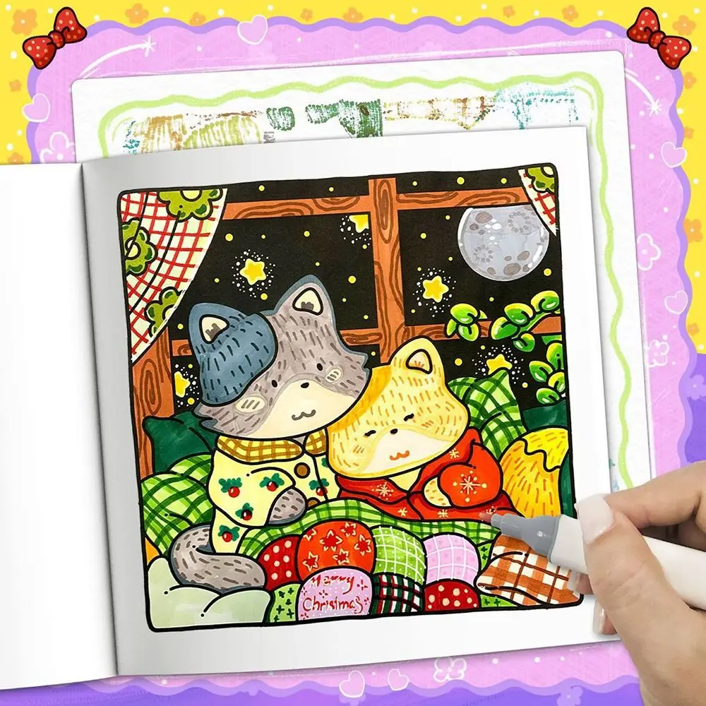 كتاب تلوين كرتوني لطيف لتخفيف التوتر، هدية، كتاب رسومات الشعار المبتكرة التعليمية للبالغين والمراهقين #2