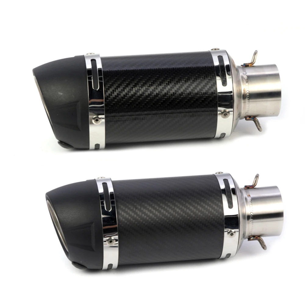 Universal 51mm Motorcycle Exhaust Pipe Carbon Fiber Scooter Slip-on Muffler with E-mark for Yamaha R1 R3 Ninja 400 Nmax PCX 125