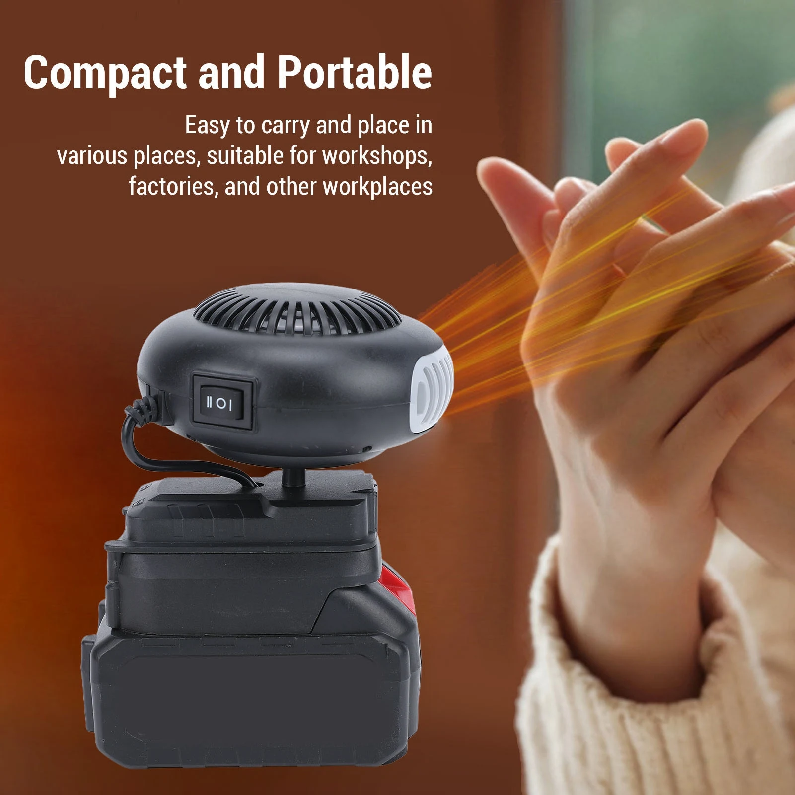 New Battery Powered Space Heater 12000mAh Cordless Portable Heater Electric Tricycle Car Defroster for Outdoor Home