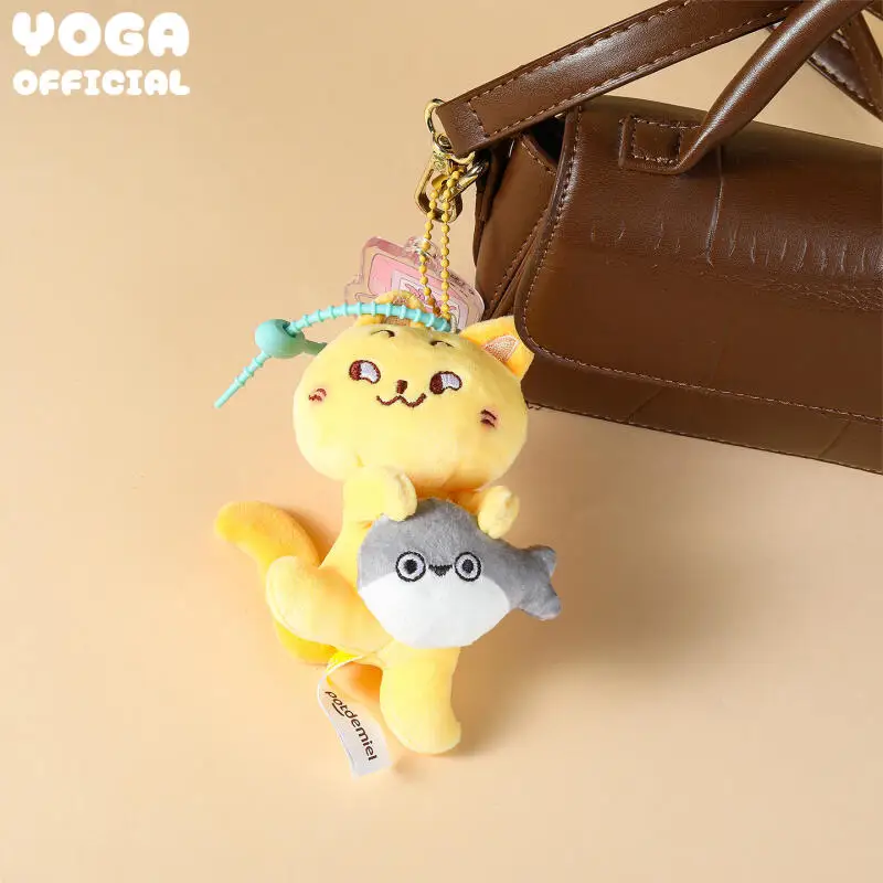 Kawaii Cartoon Dida Cat Plush Toys Keychain Creative Peripheral Backpack Couple Pendant Soft Stuffed Doll Friend Birthday Gift