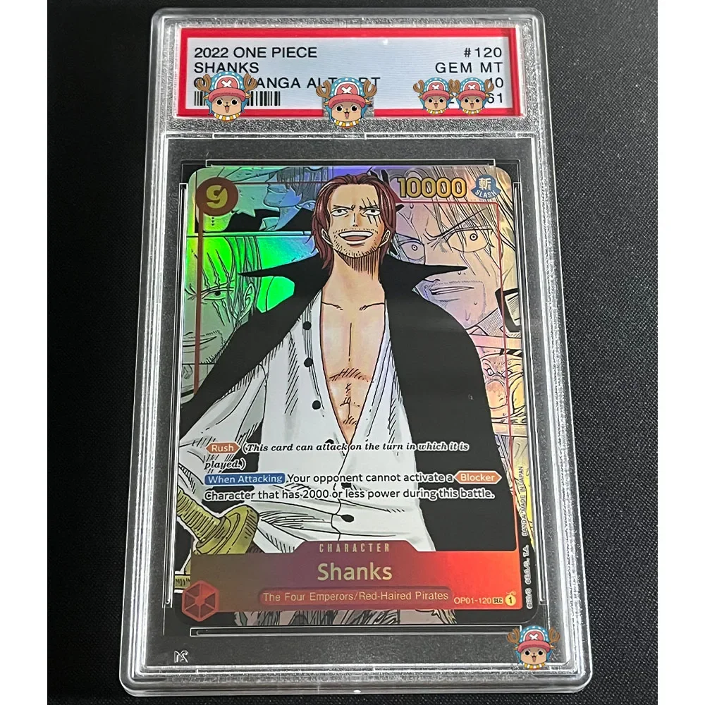 Anime OPCG Graded Card English Version MONKEY.D.LUFFY SHANKS MANGA ALT ART GEM MT 10 Collection Card Holographic Label Replica