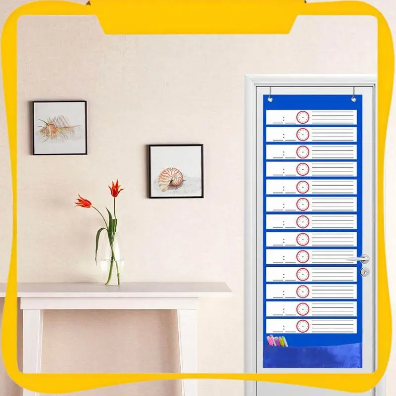 

Children Cloth Daily Schedule Pocket Chart 26 Double-Sided Reusable Dry-Eraser Cards For Office Home School Classroom