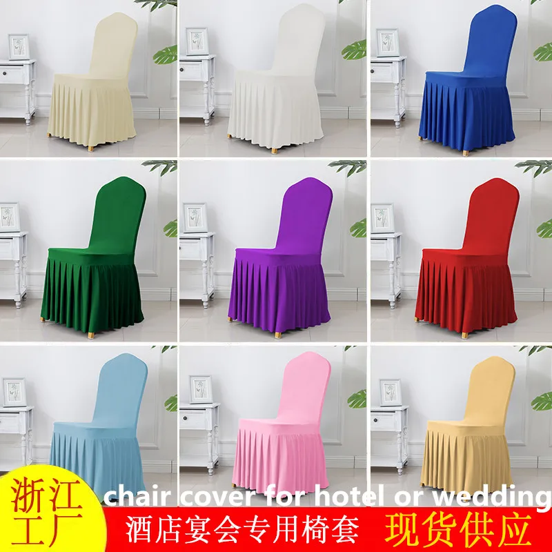 

Wedding Chair Covers Spandex Stretch Slipcover for Restaurant Banquet Hotel Dining Party Elastic Pleated Skirt Universal Cover